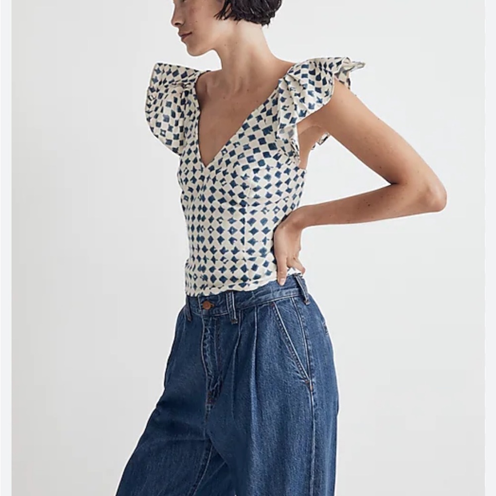 Madewell Shibori print v - back top; new w tags; size 4